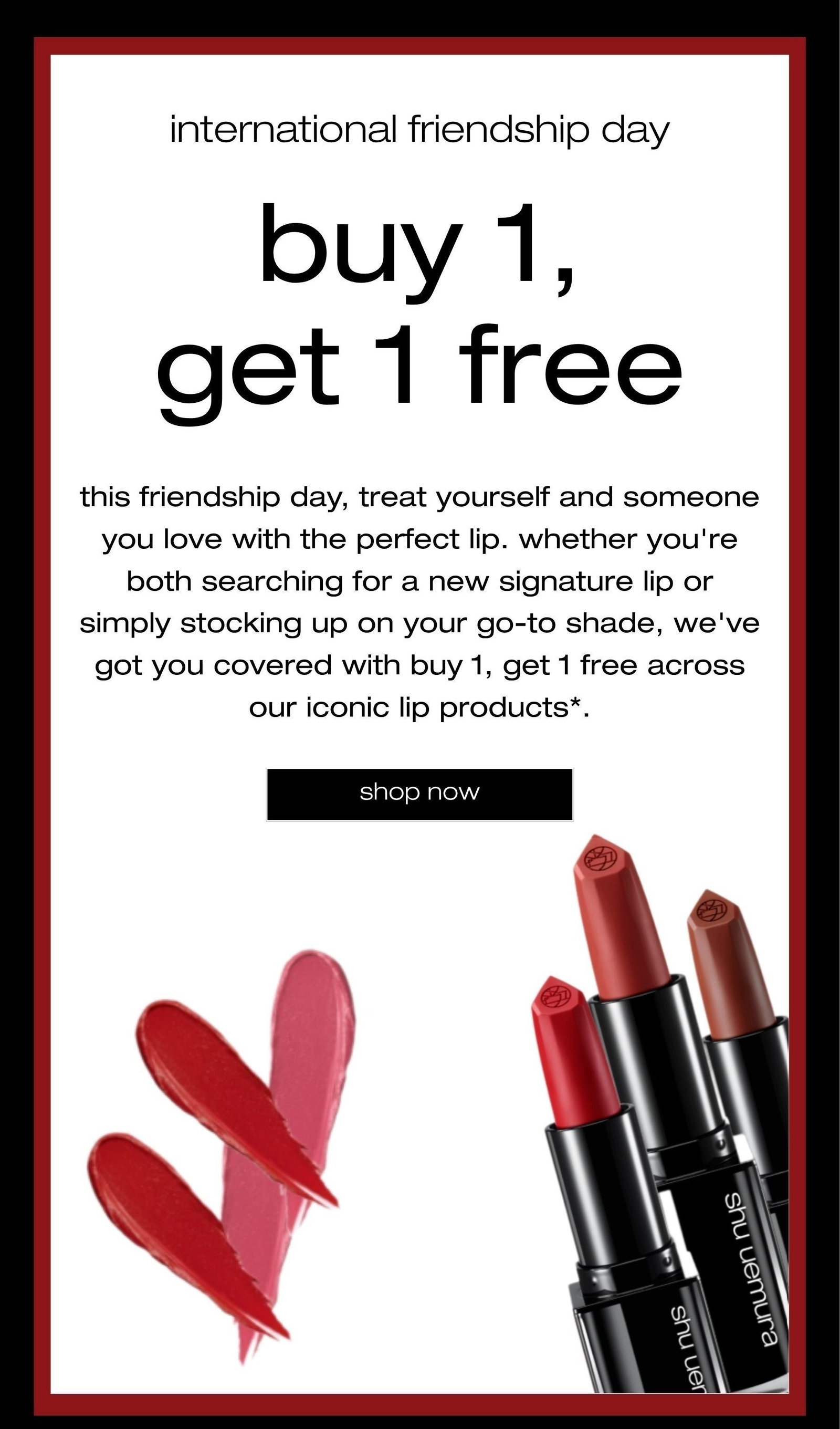 shop buy 1, get 1 free on all lipsticks