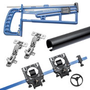 Cabinet hardware and installation jigs