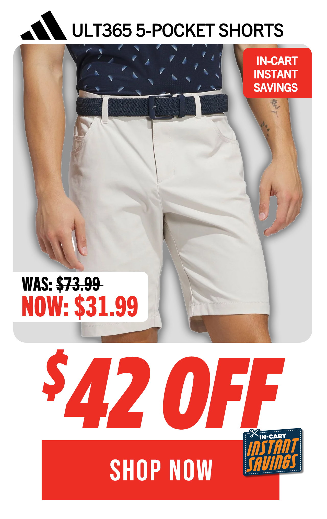 adidas Ultimate365 8.5 Inch Five-Pocket Golf Shorts - ON SALE