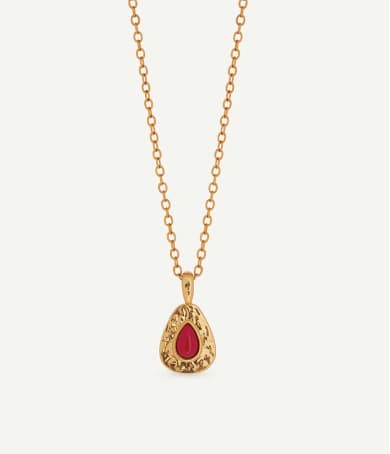 Collar de gota Zahara con coral sintético rojo