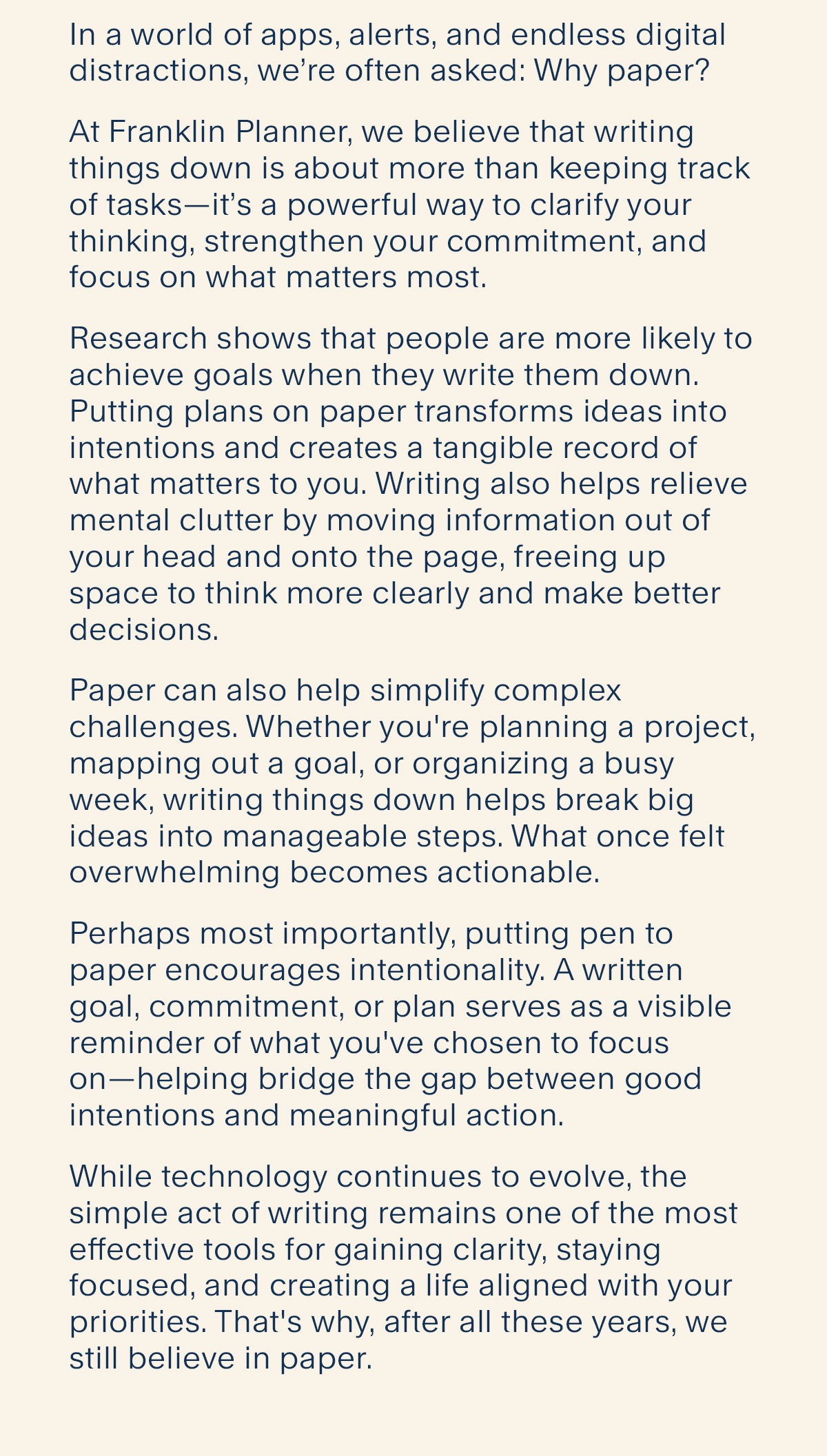 In a world of apps, alerts, and endless digital distractions, we’re often asked: Why paper?