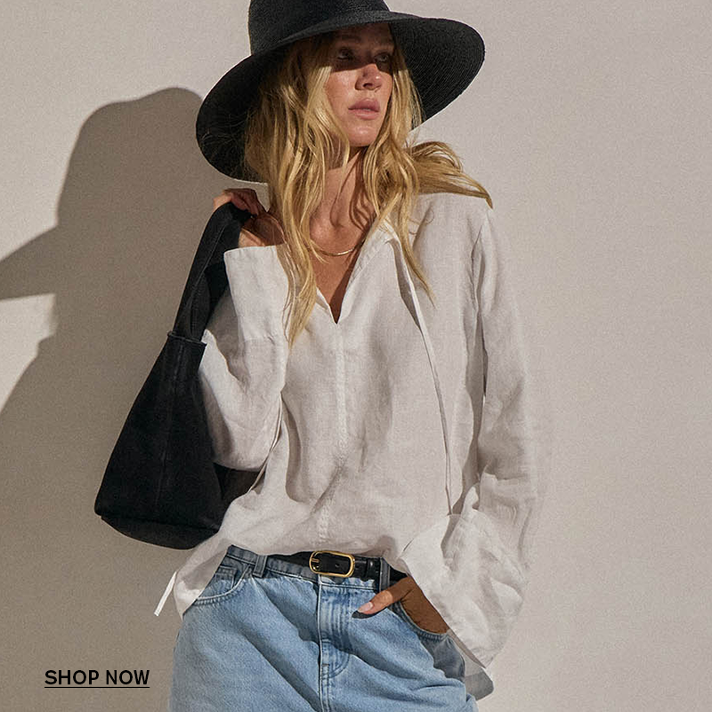 WOMEN'S LINEN TIE FRONT TUNIC