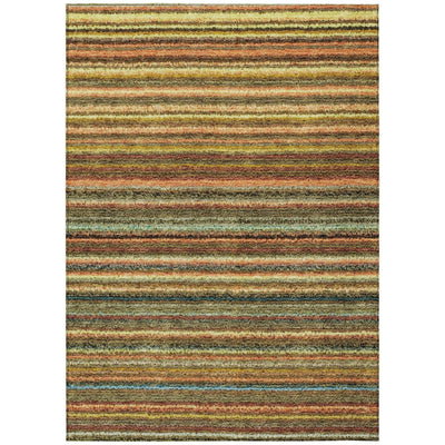Gwen Machine Washable Rug in coral orange stripes