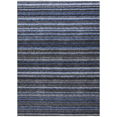 Bryn Machine Washable Rug in blue stripes
