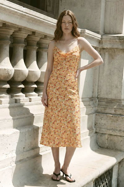Stacy Cowl Neck Crepe Midi Dress