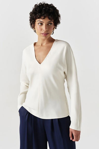 Lucille Long Sleeve Luxurious Satin Back Crepe Top