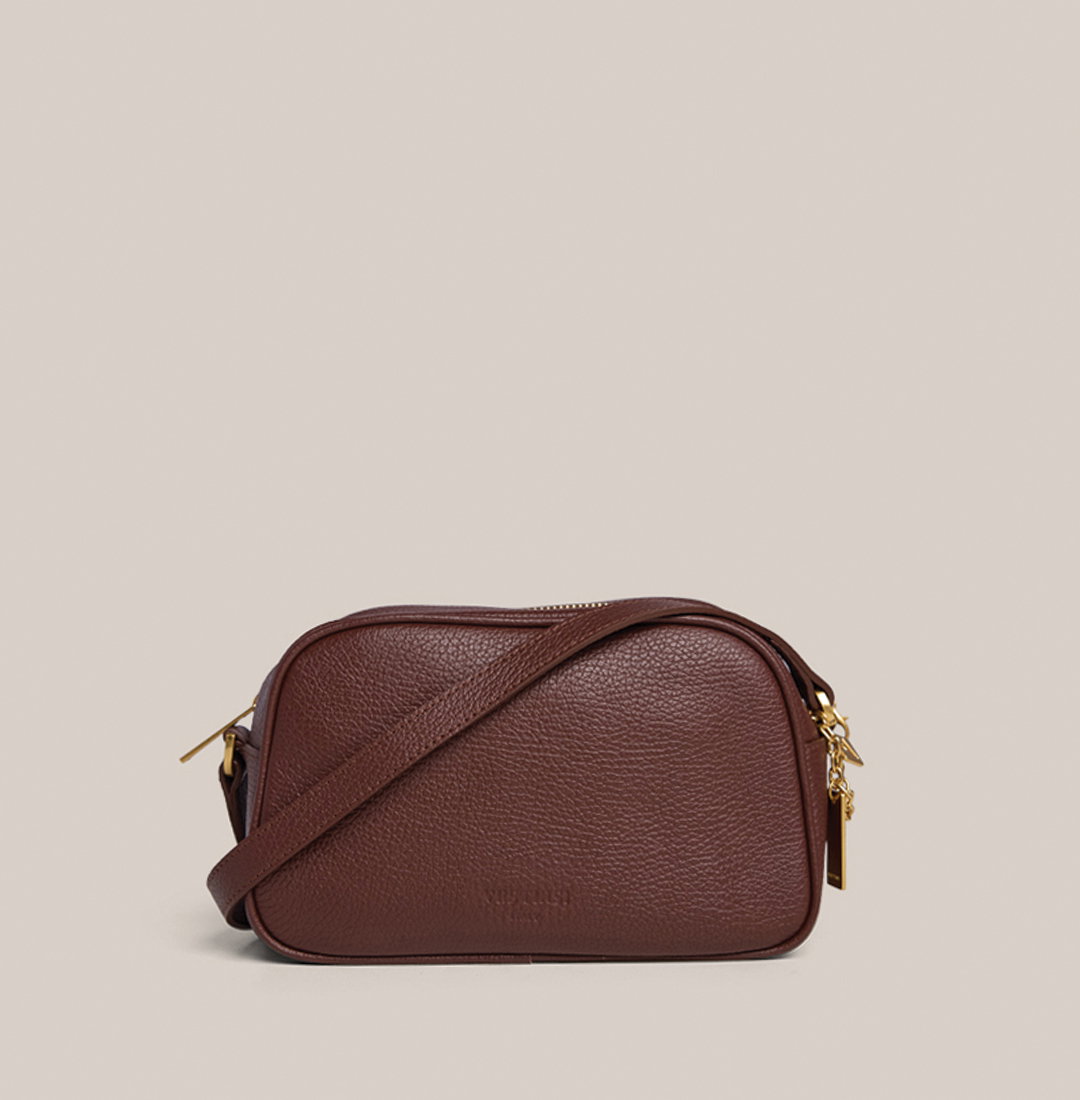 Vera Mahogany Camera Crossbody Bag