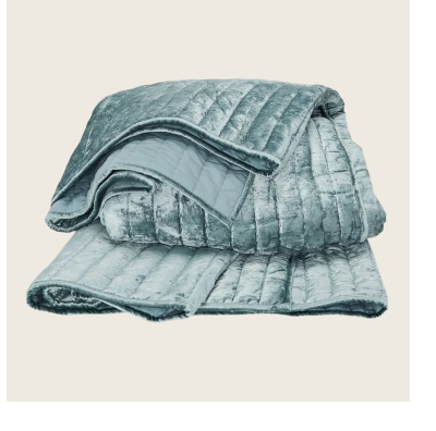Kevin O'Brien Channel Velvet Quilted Coverlet, Mineral