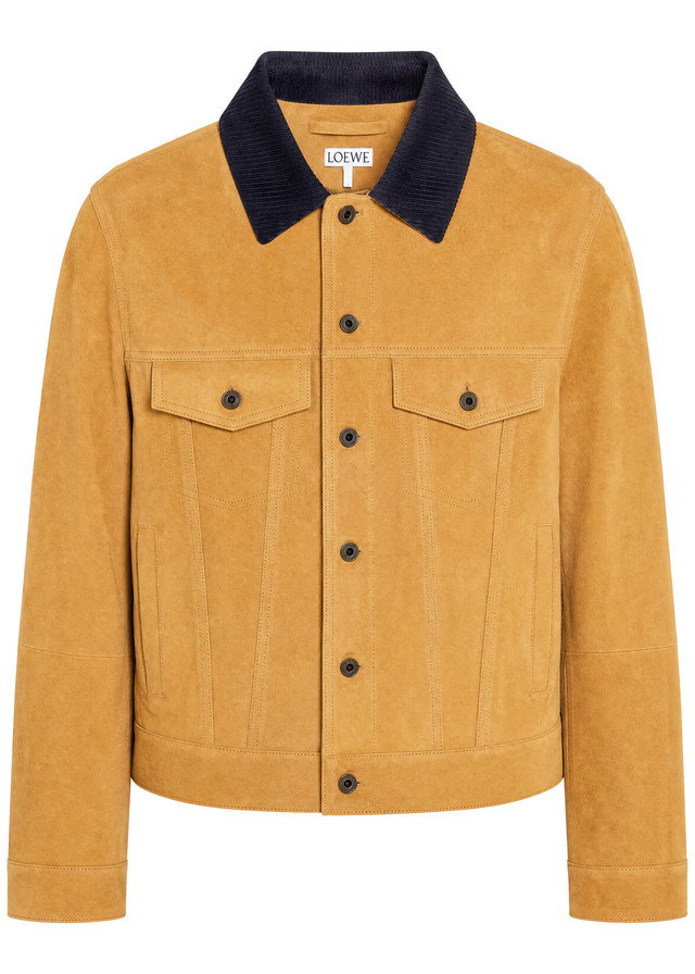 LOEWE Corduroy-collar suede jacket