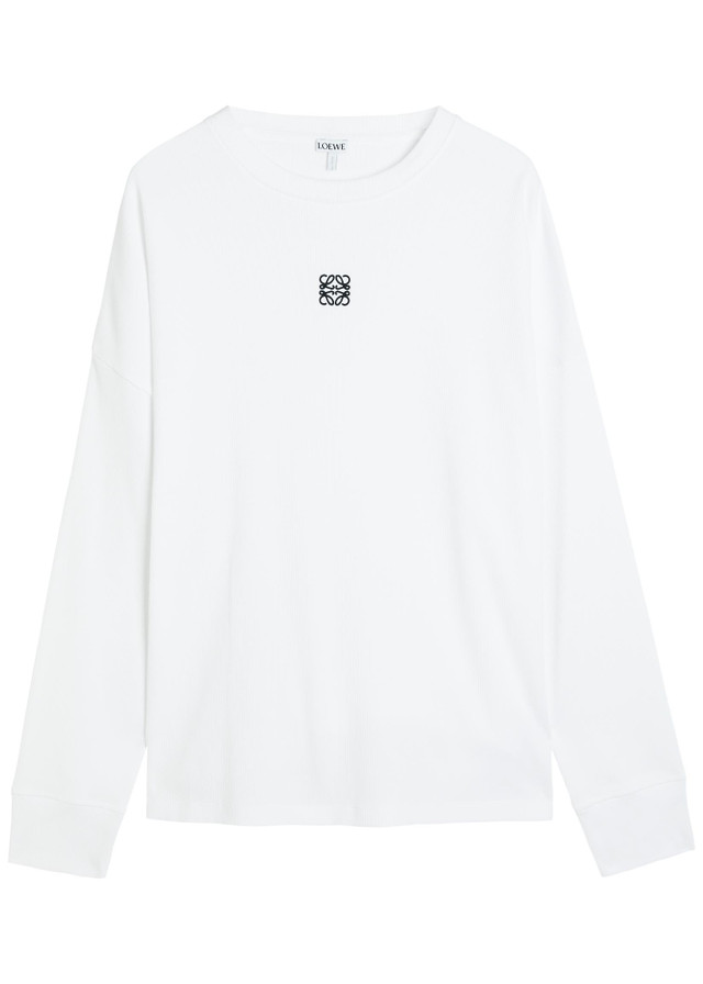 LOEWE Logo-embroidered long-sleeve cotton T-shirt