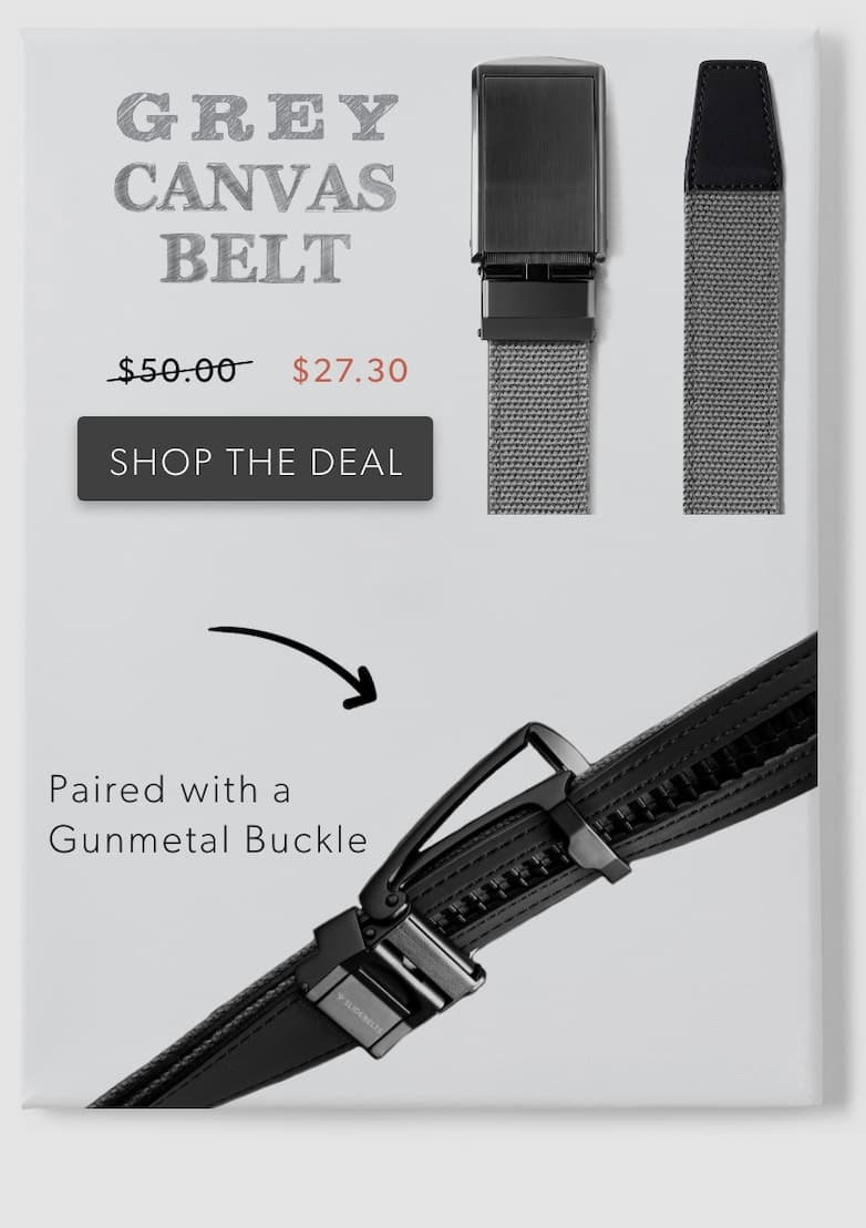 Grey Canvas Belt and Silver Buckle