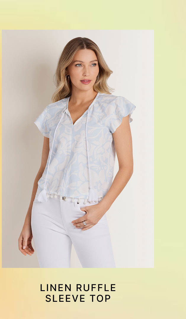 Linen Ruffle Sleeve Top