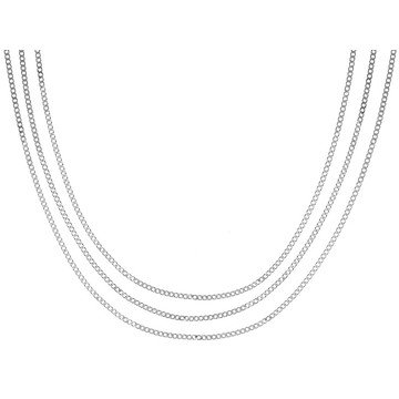 Sterling Silver 1.4mm 18, 20, And 22 Inch Cuban Link Chain Set Of 3