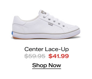 A side view of the Center III Canvas Lace-Up in white which was $59.95 and is now $41.99 for a limited time. Shop Now.