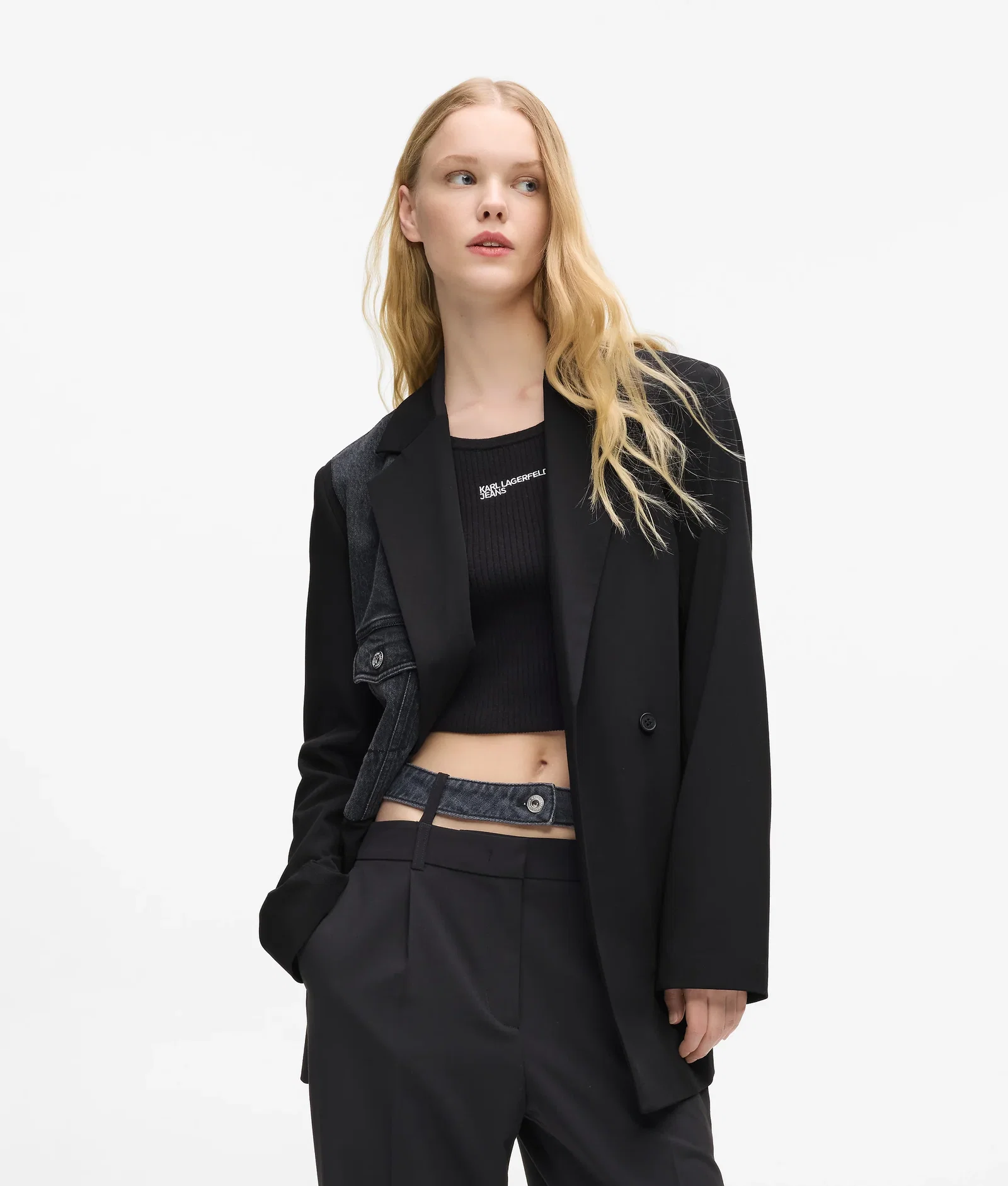 Image of Denim panel blazer