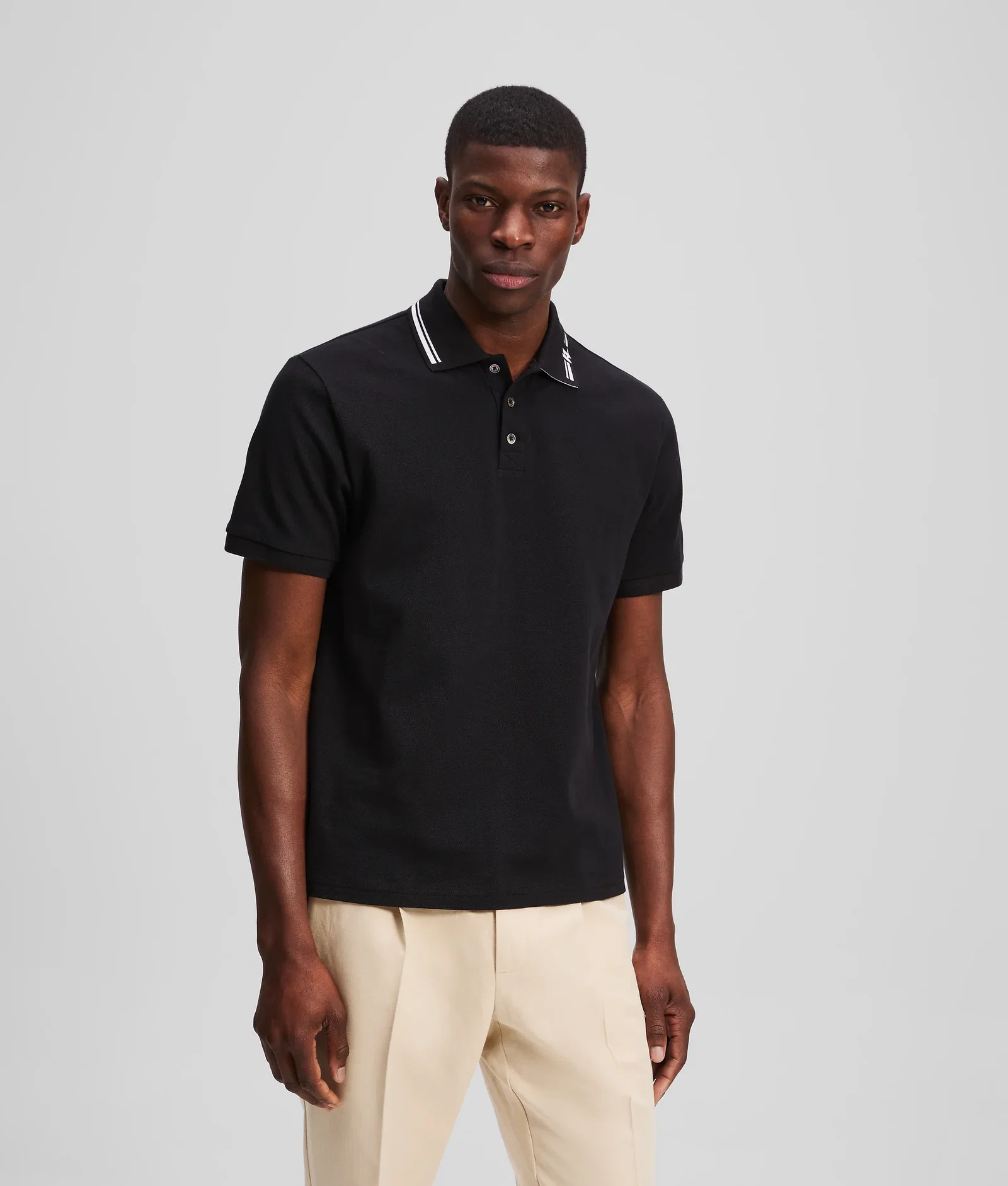Image of Contrast piping polo shirt