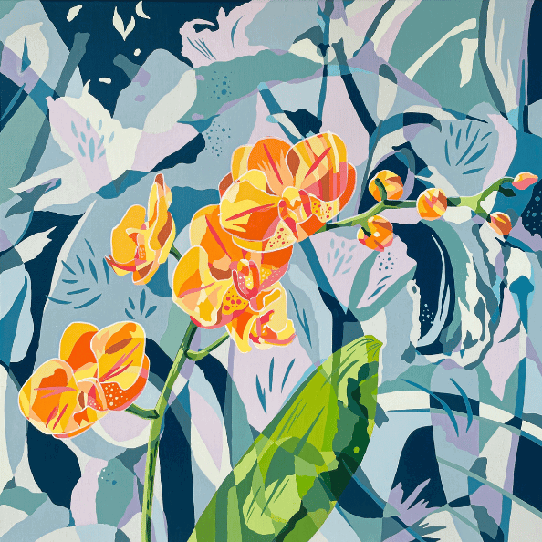 Cube painting floral