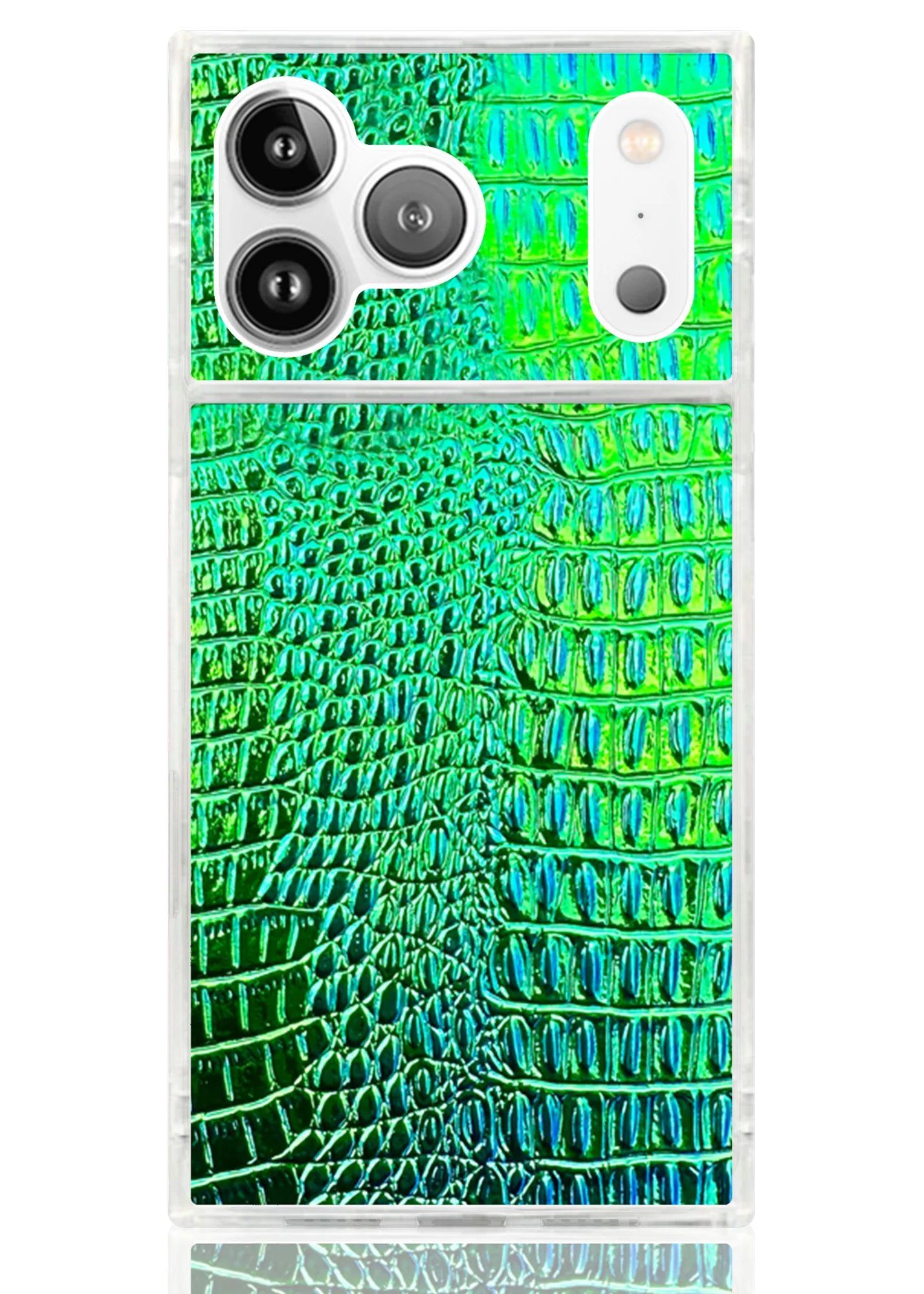 Image of SQUARE® Green Iridescent Crocodile Case