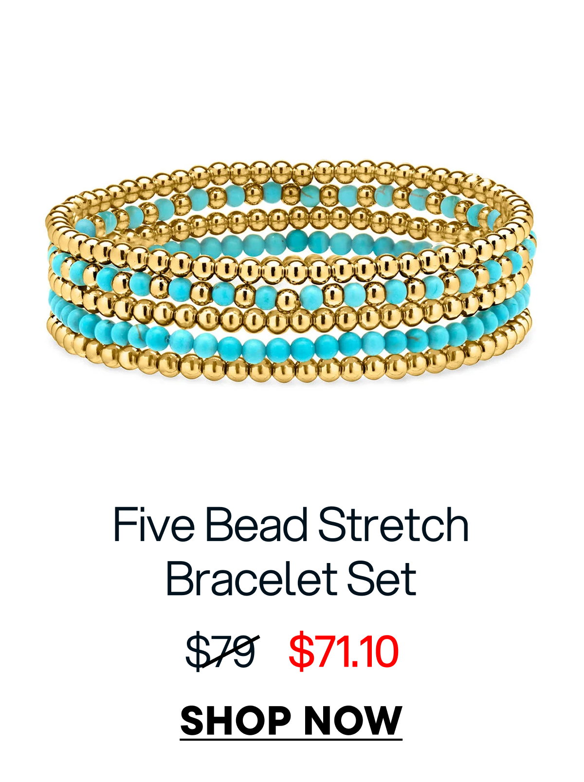 Five Bead Stretch Bracelet Set.