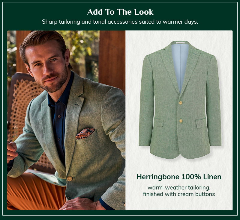 Green Herringbone Linen Jacket