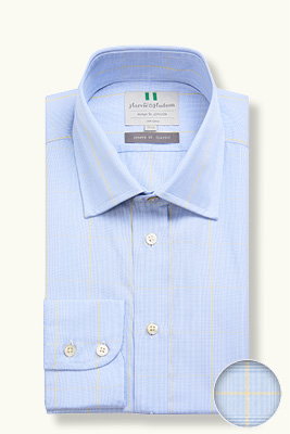 Blue and Yellow Prince of Wales BC Check Classic Fit Shirt