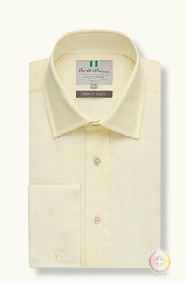 Cream Plain Poplin Double Cuff Shirt