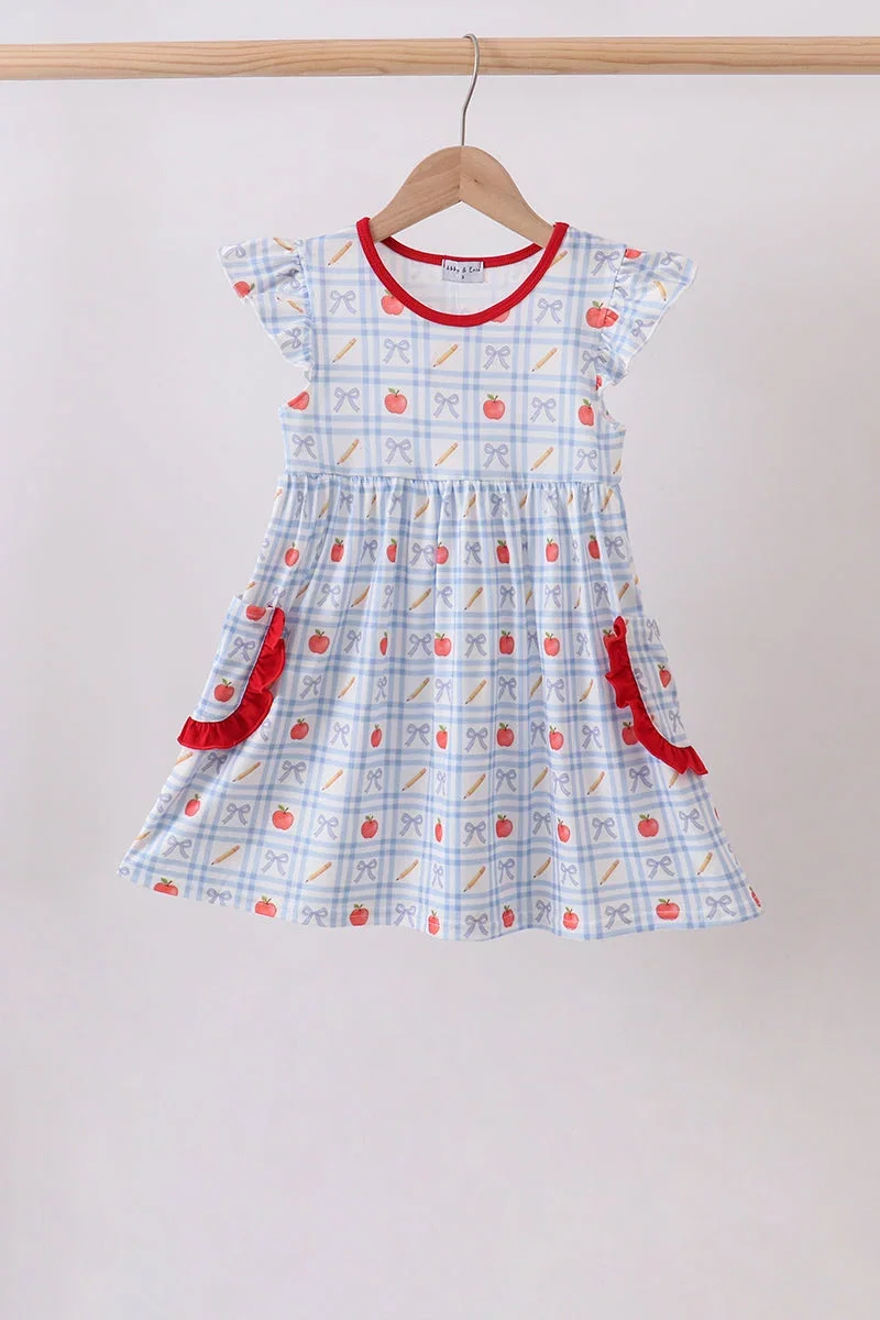 Image of Red Apple Print Ruffle Dress