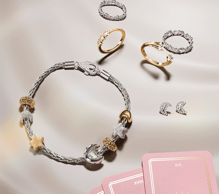 Pandora jewelry on an ethereal background