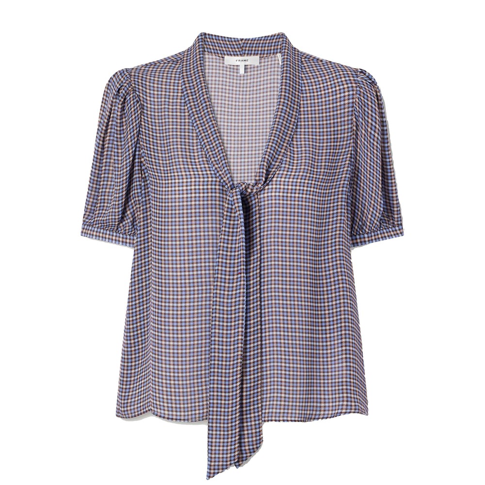 Image of Sonnet Silk Blouse - Chestnut Plaid