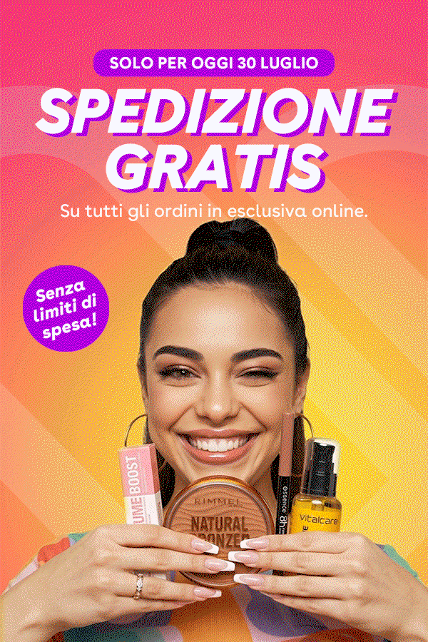 Spedizione gratuita su tutti i prodotti solo il 30 luglio