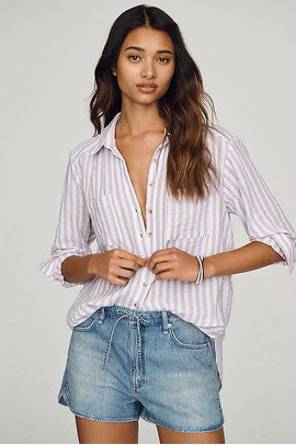 Pilcro Hadley 100% Cotton Striped Buttondown Shirt