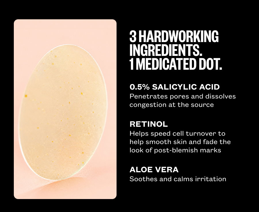 3 hardworking ingredients in 1 medicated dot