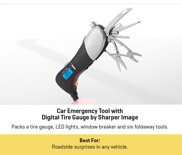 Car Emergency Tool with Digital Tire Gauge by Sharper Image
