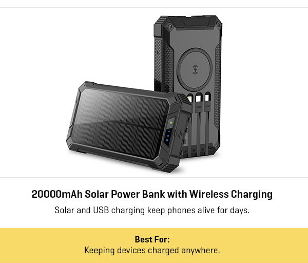 20000mAh Solar Power Bank with Wireless Charging