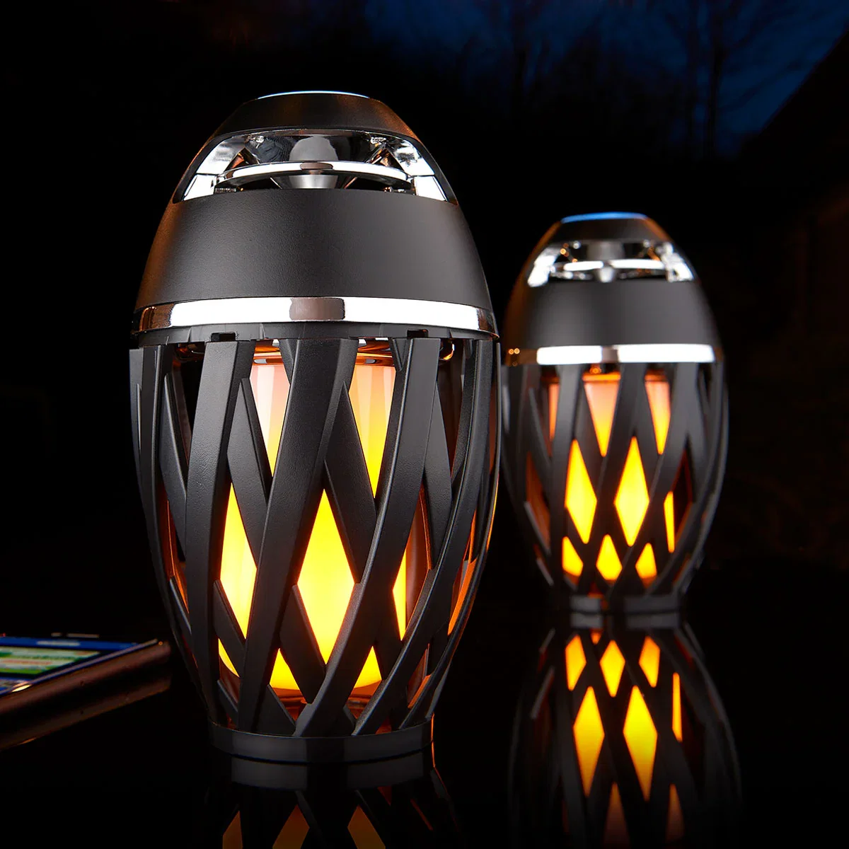 Image of Tiki Torch Outdoor Bluetooth Speakers by Sharper Image (Set of 2)