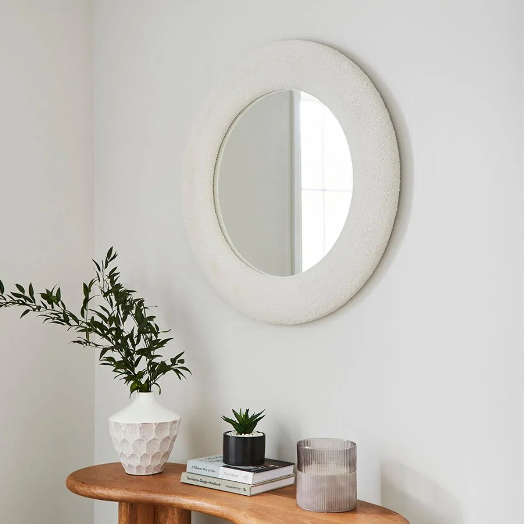 Image of Bouclé Cream Round Mirror