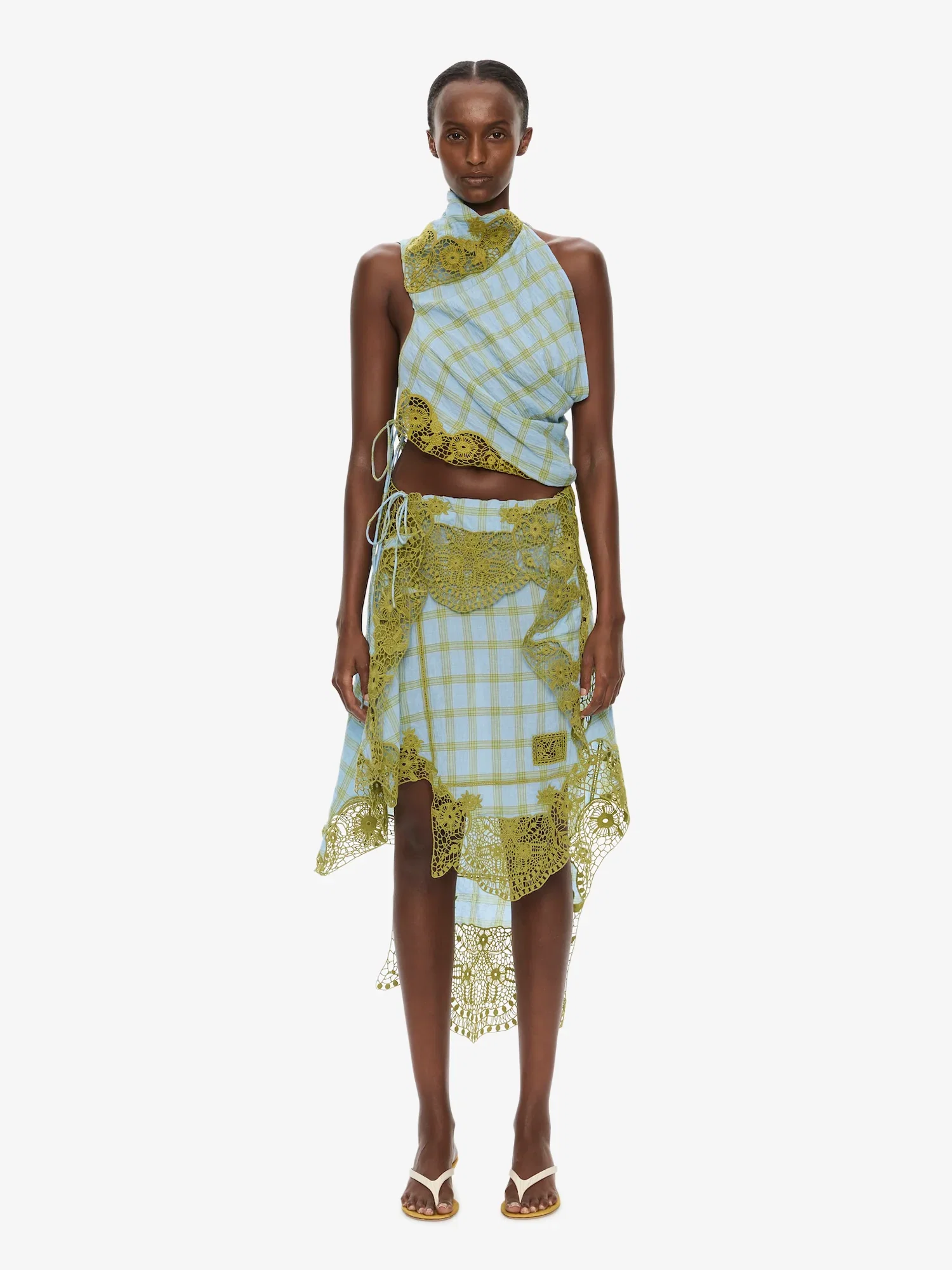 Image of Embroidered Handkerchief Envelope Midi Skirt