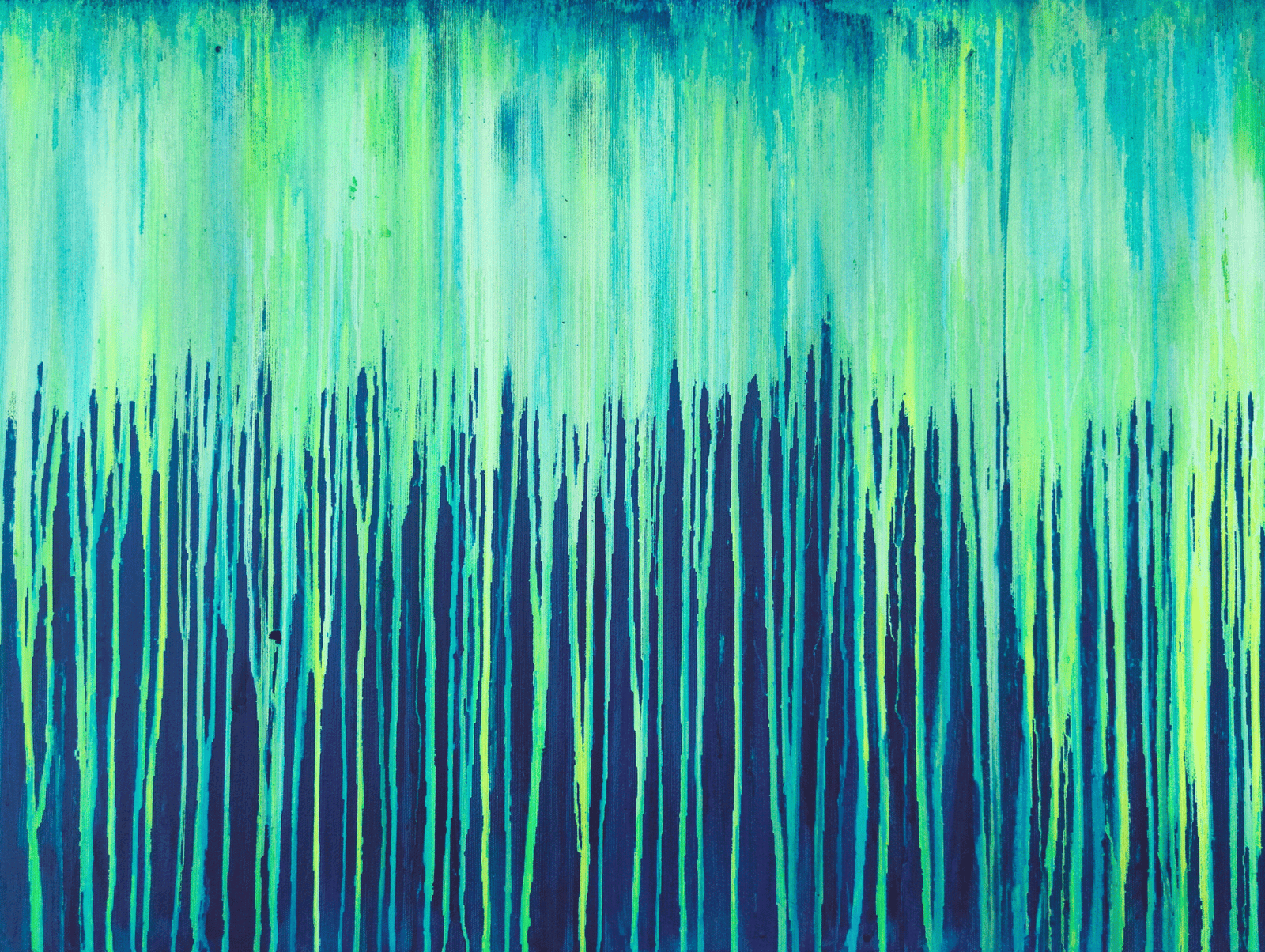 Abstract green blue drip painting