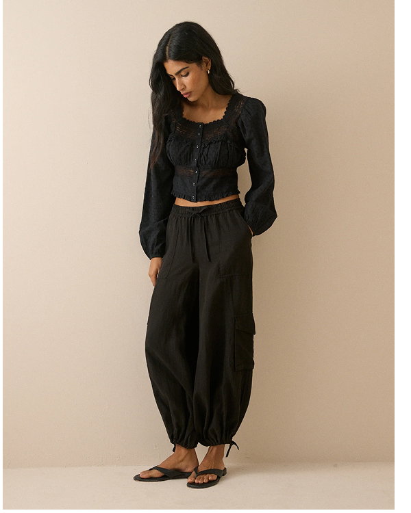 Black Utility Balloon Trousers
