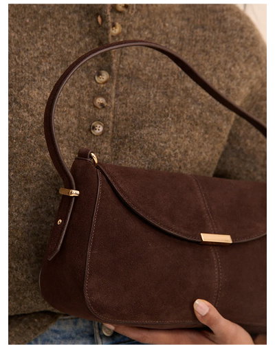 Chocolate Brown Suede Foldover Bag