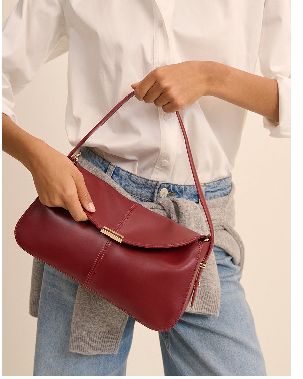 Red Leather Foldover Bag