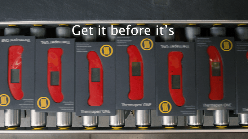 Get It Before It's Gone - Red Thermapens on Conveyor Belt