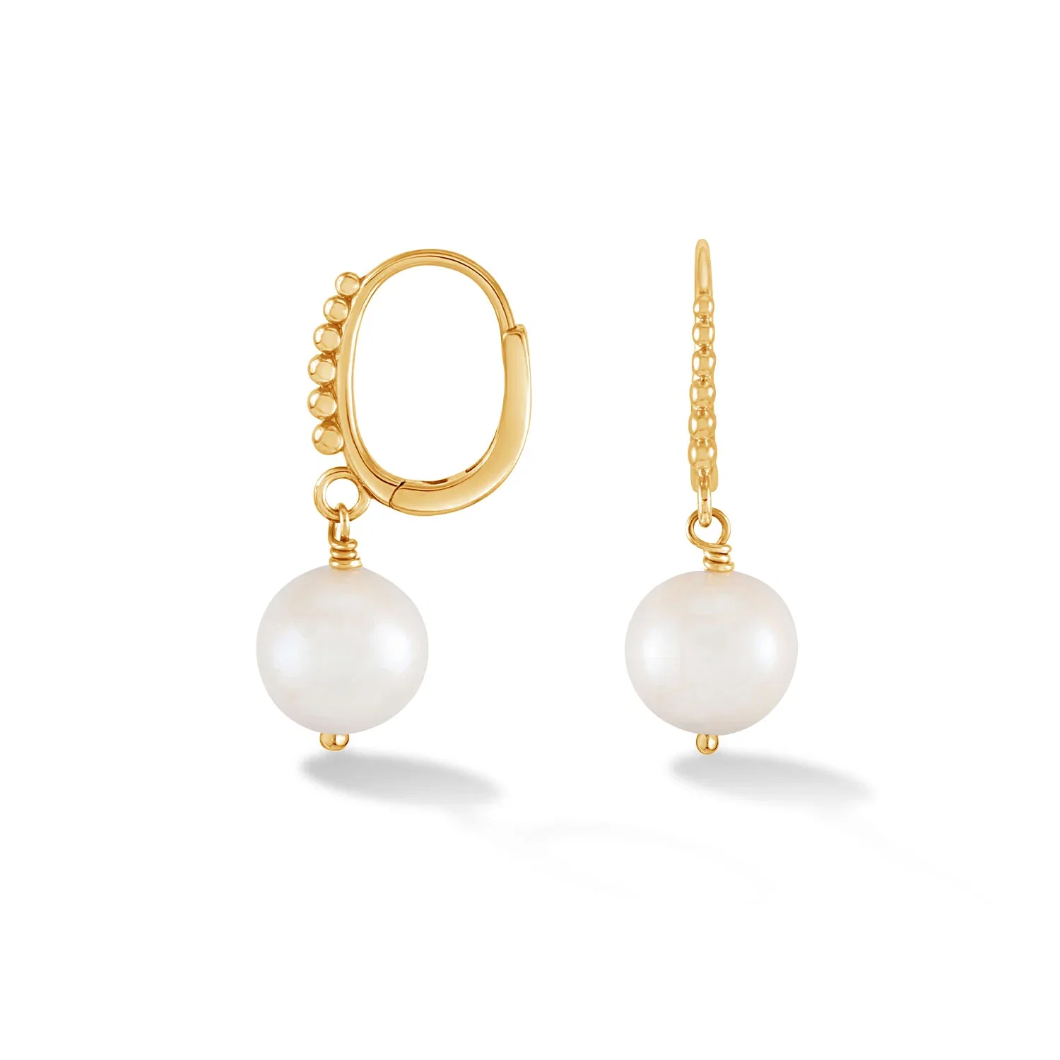 Image of 9k Gold White Luna Pearl™ Drop Hoops