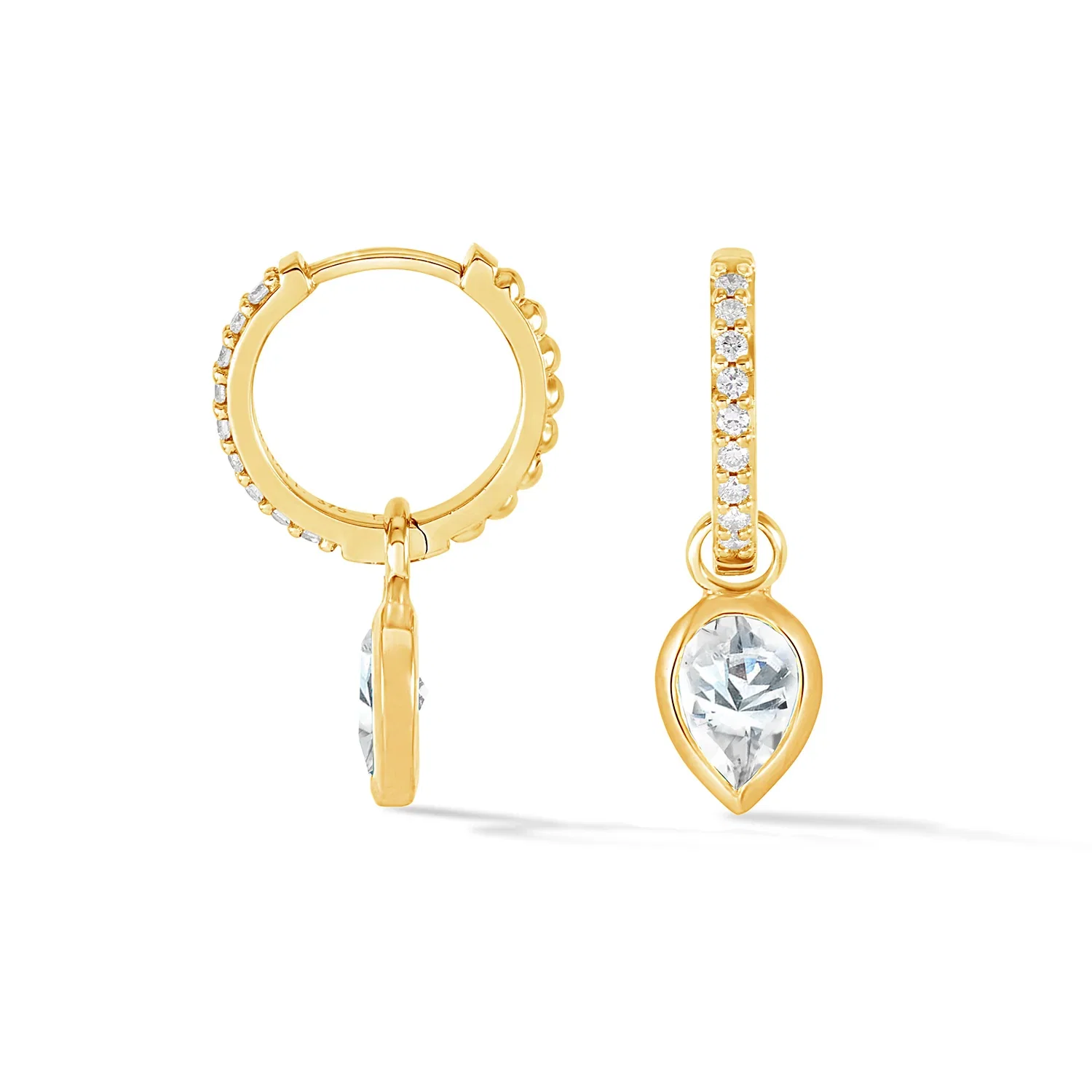 Image of 9k Diamond Stargazer Hoops with Diamond Tear Drops