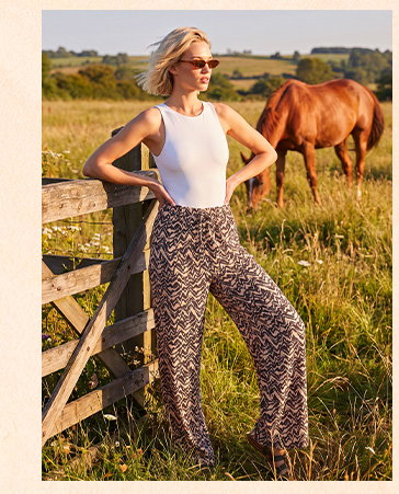 Abstract Wide Leg Trouser