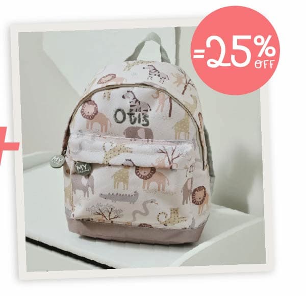 Personalised Neutral Safari Mini Backpack