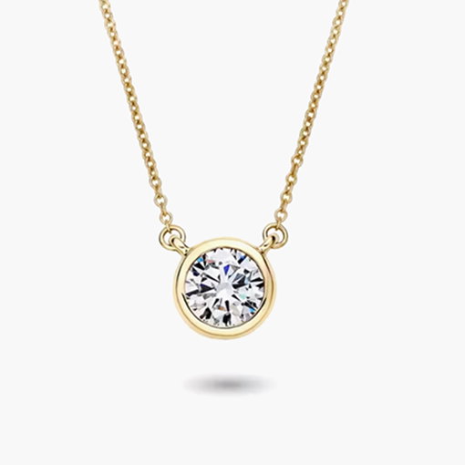 Lab Grown Diamond Bezel-Set Solitaire Pendant in 14K Yellow Gold