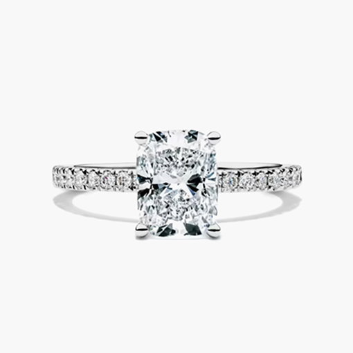 Lab Grown Diamond Elongated Cushion Engagement Ring in 14K White Gold