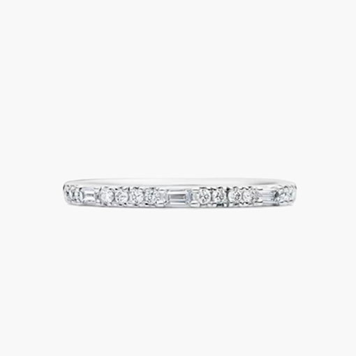 Lab Grown Diamond Round & Baguette Stack Band in 10K White Gold
