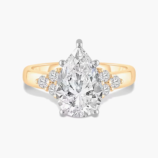 Lab Grown Diamond Pear-Shaped Center Engagement Ring in 14K Yellow & White Gold